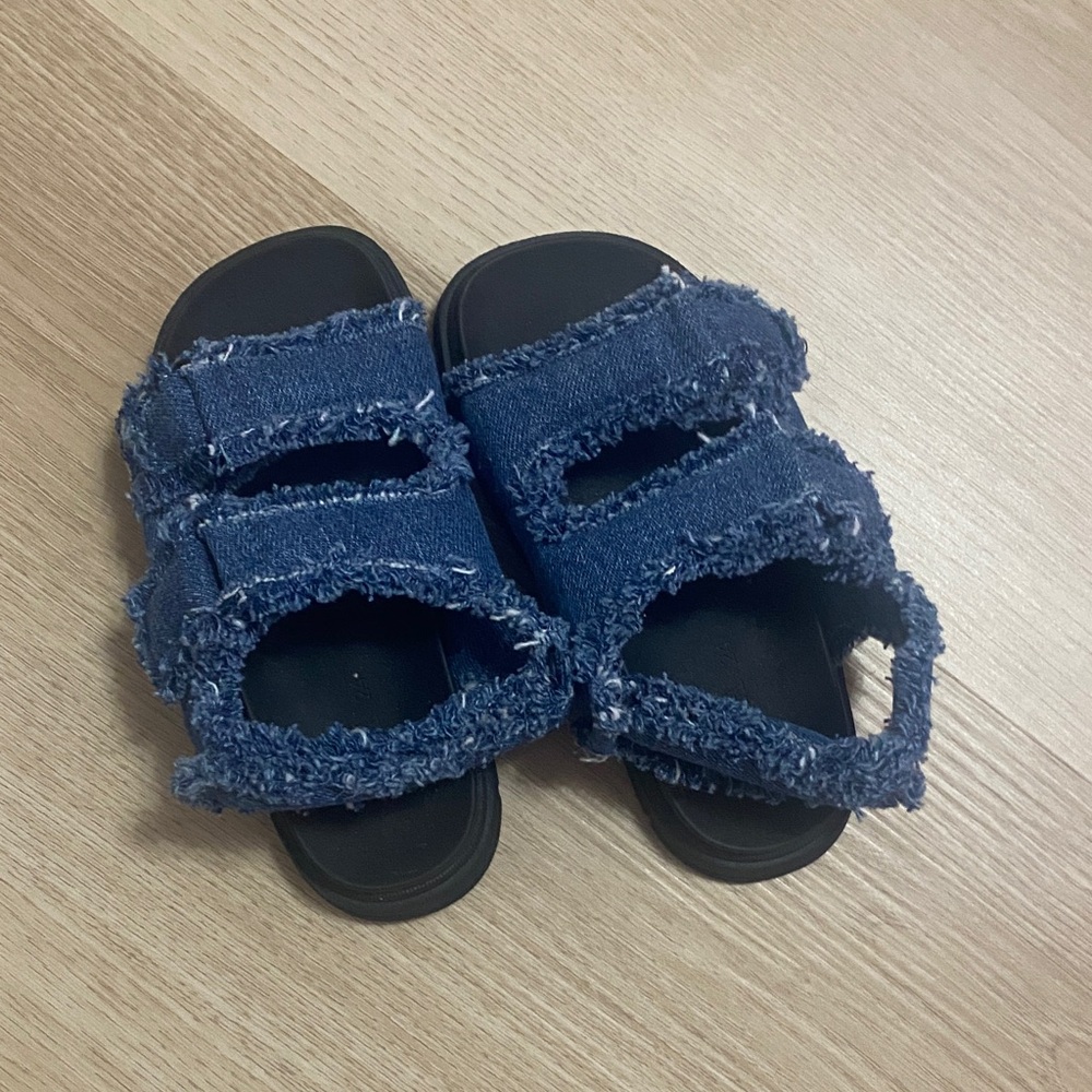 Zara Kids Denim Blue Frayed Sandals